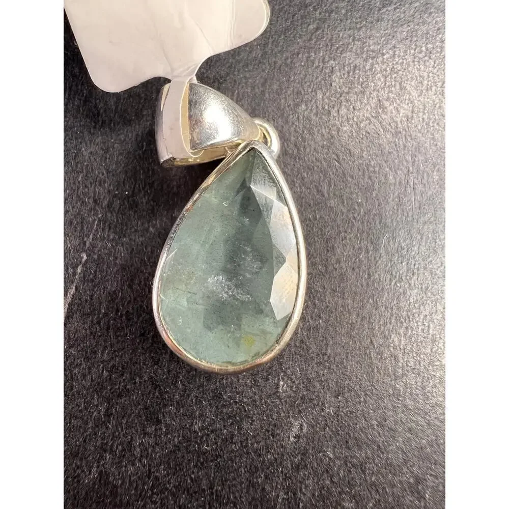 NEW Aquamarine sterling silver teardrop pendant